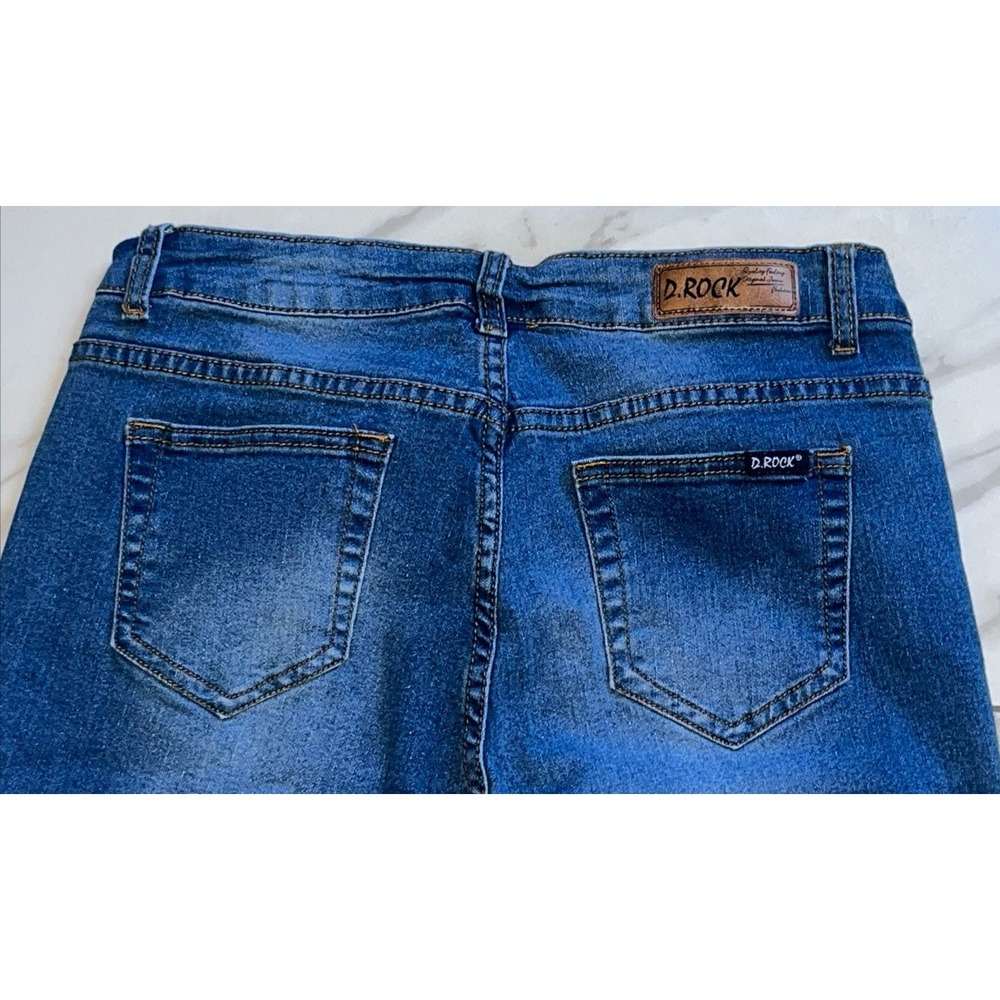 D.ROCK Women's Jeans Juniors Sz 15 Medium Wash Stretch Straight Leg Denim 29x29